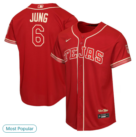 youth Texas Rangers #6 Jung red Nike 2026 MLB City Connect Jersey